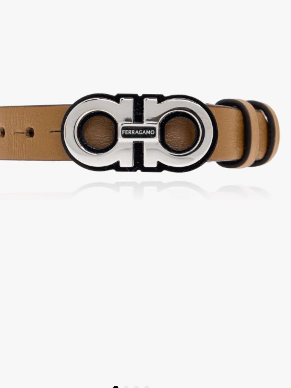 Salvatore Ferragamo Sand/Tan Leather Bracelet with Silver Gancio Buckle new